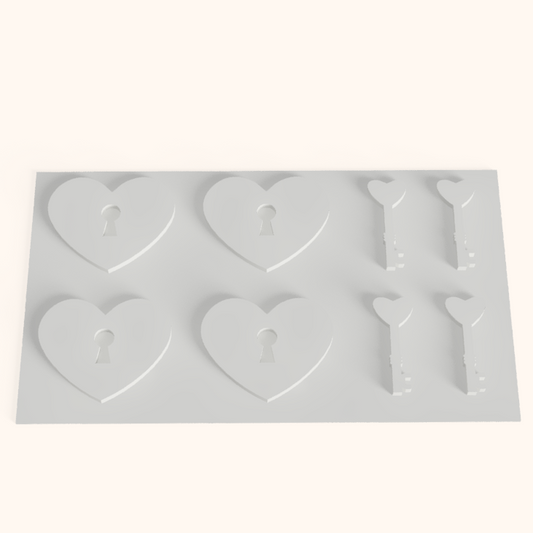 Cuore Serratura – Stampo in Silicone con Chiave